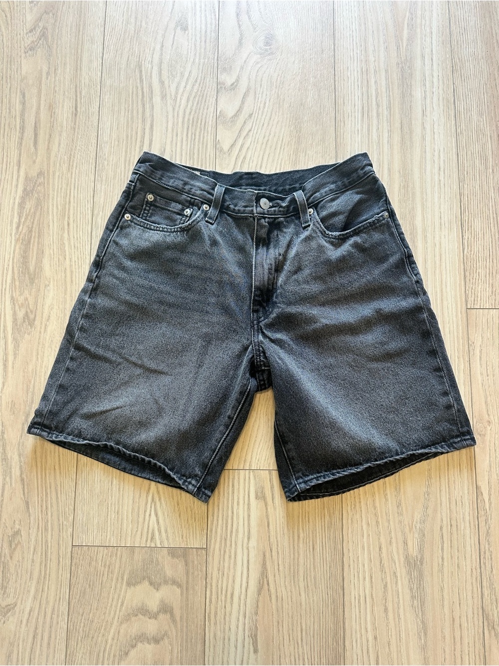 Levi's Black Washed Denim Shorts relaxed Bermuda